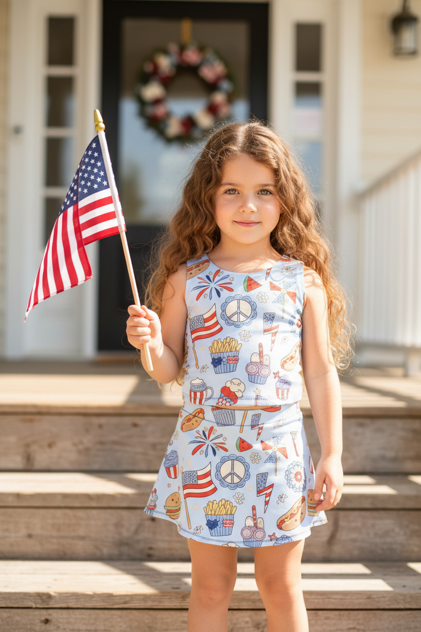 Porch steps with flag