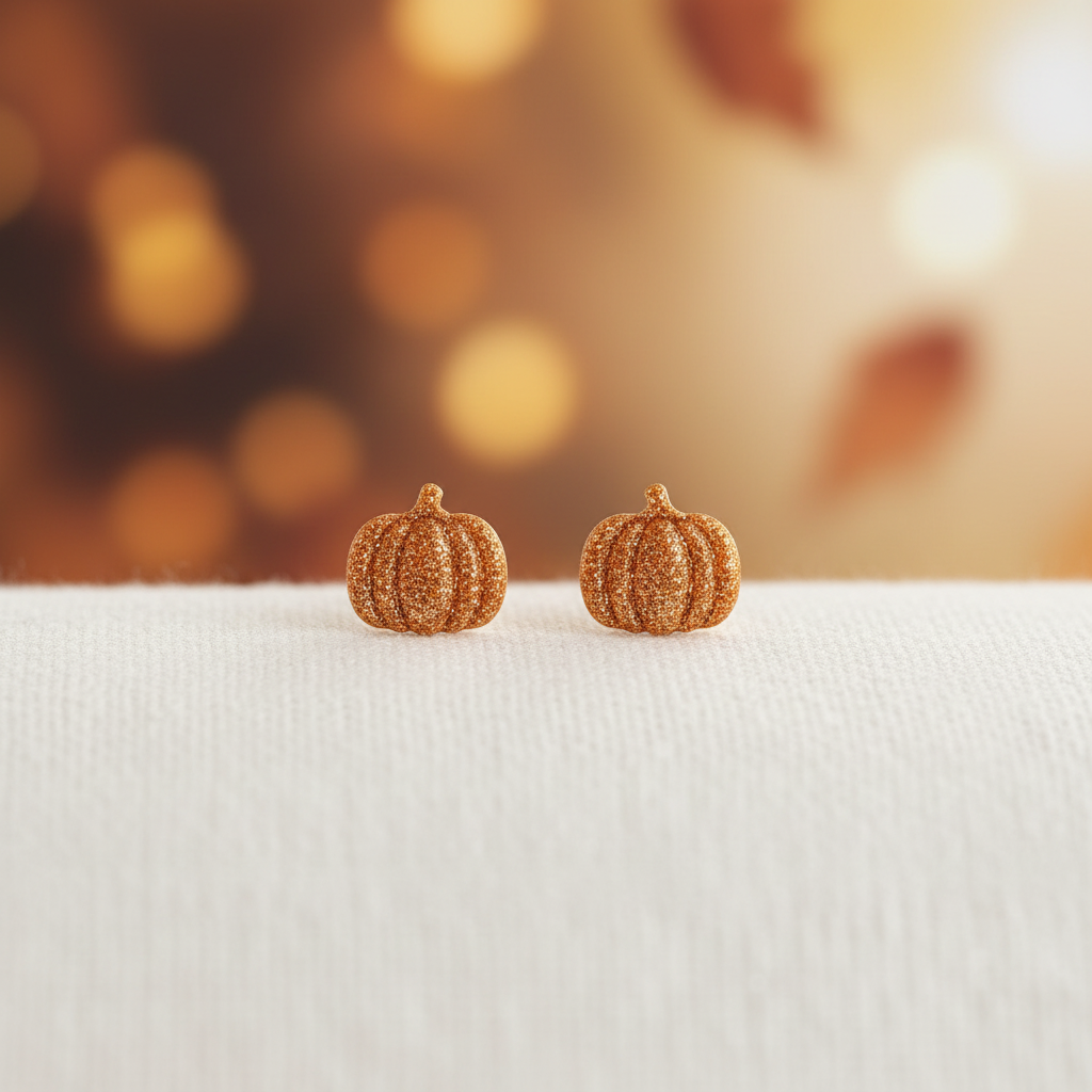 Pumpkin Spice Sparkle Studs Close-Up