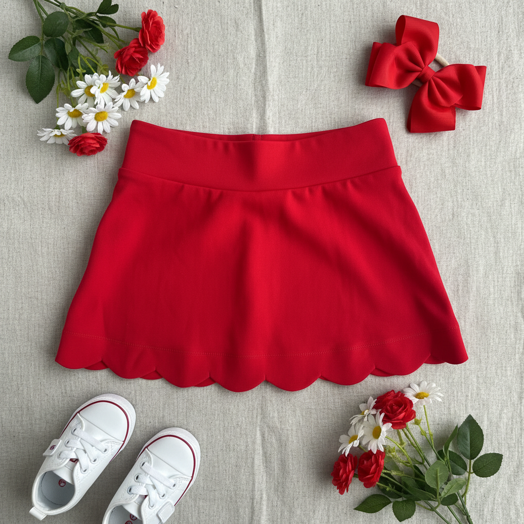 Red Athletic Skirt Flat Lay
