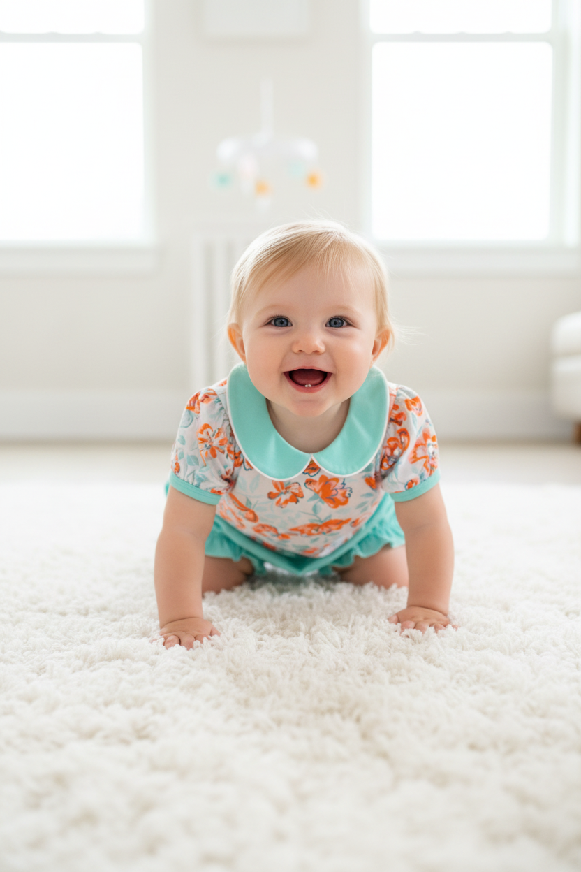 Sweet Clementine Bloomer - Crawling Front